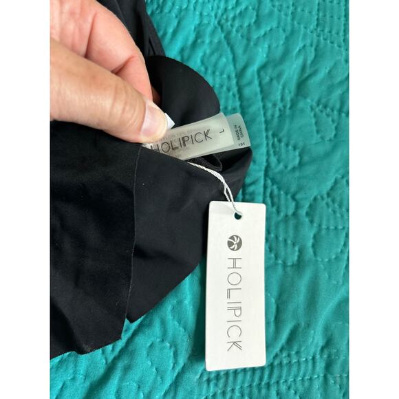 NWT Holipick Women's Size Large Swimsuit 2-Piece Black Animal Print High Waist - Picture 3 of 8